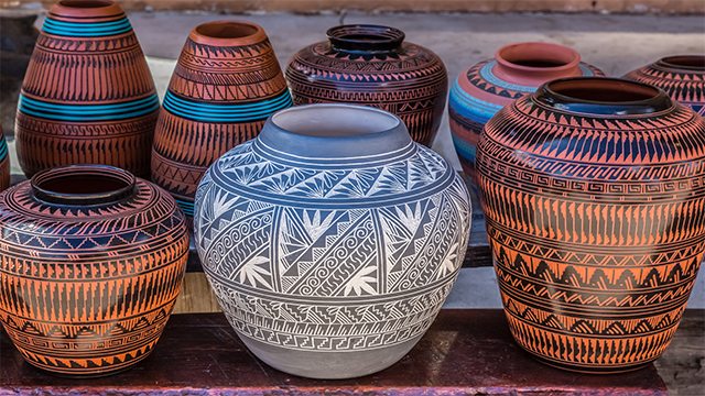 stock photo of colorful pottery