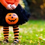 Fall themed stock photo of a little girl at Halloween