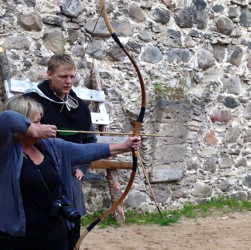 Terri enjoyed archery on a press trip to Latvia with many expenses paid
