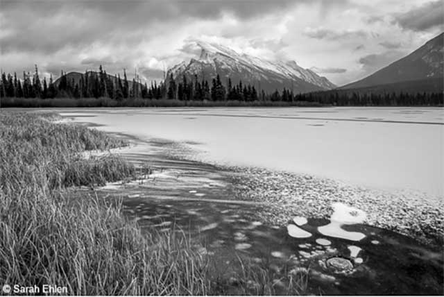 greyscale black and white image of mountain. Great example of photography