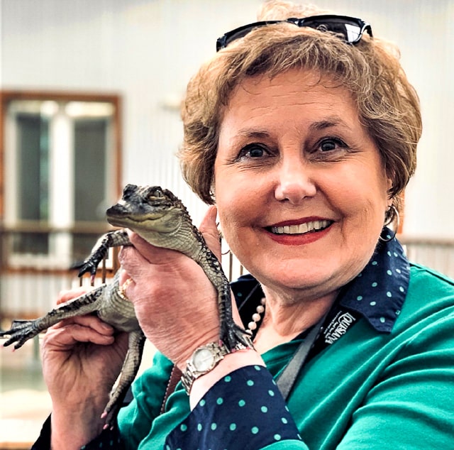 Connie Pearson with alligator
