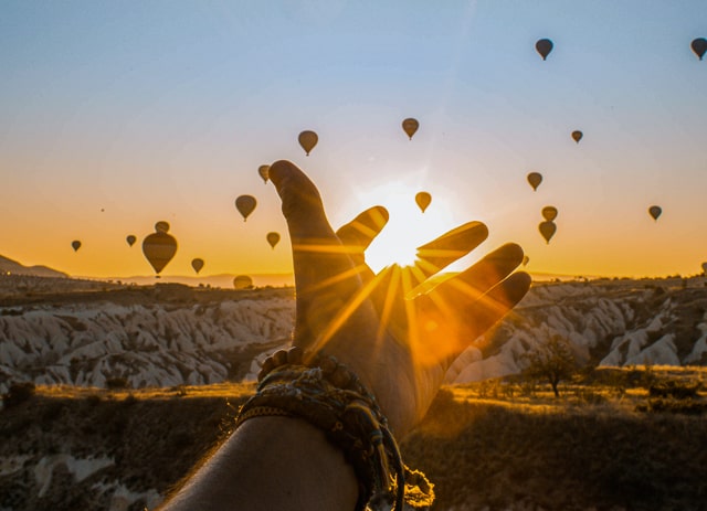 Hot air ballons at sunrise