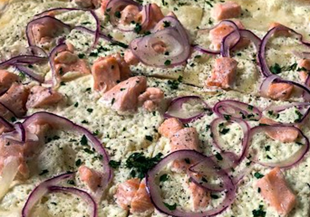 Salmon Flammkuchen - German pizza